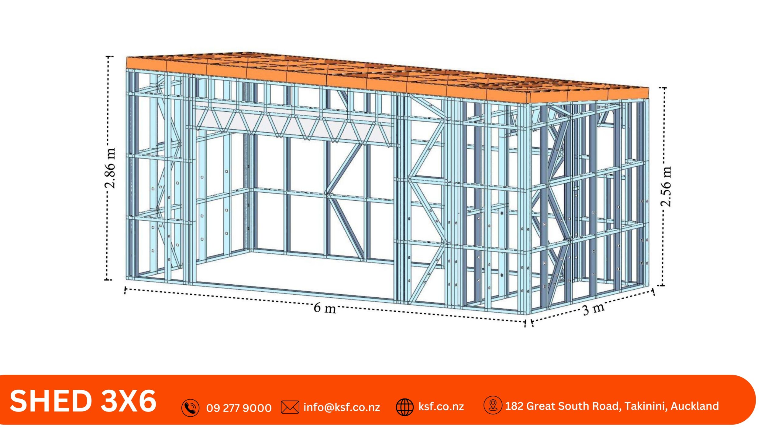 Shed Steel Frame Kitset - 3m x 6m FREE DELIVERY*